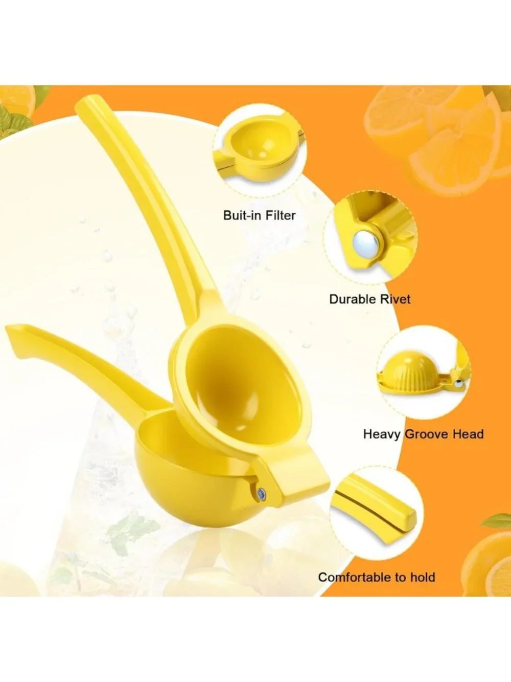 12-Piece Manual Lemon Squeezer Set - Citrus Juicer, Easy to Use, Bright Yellow